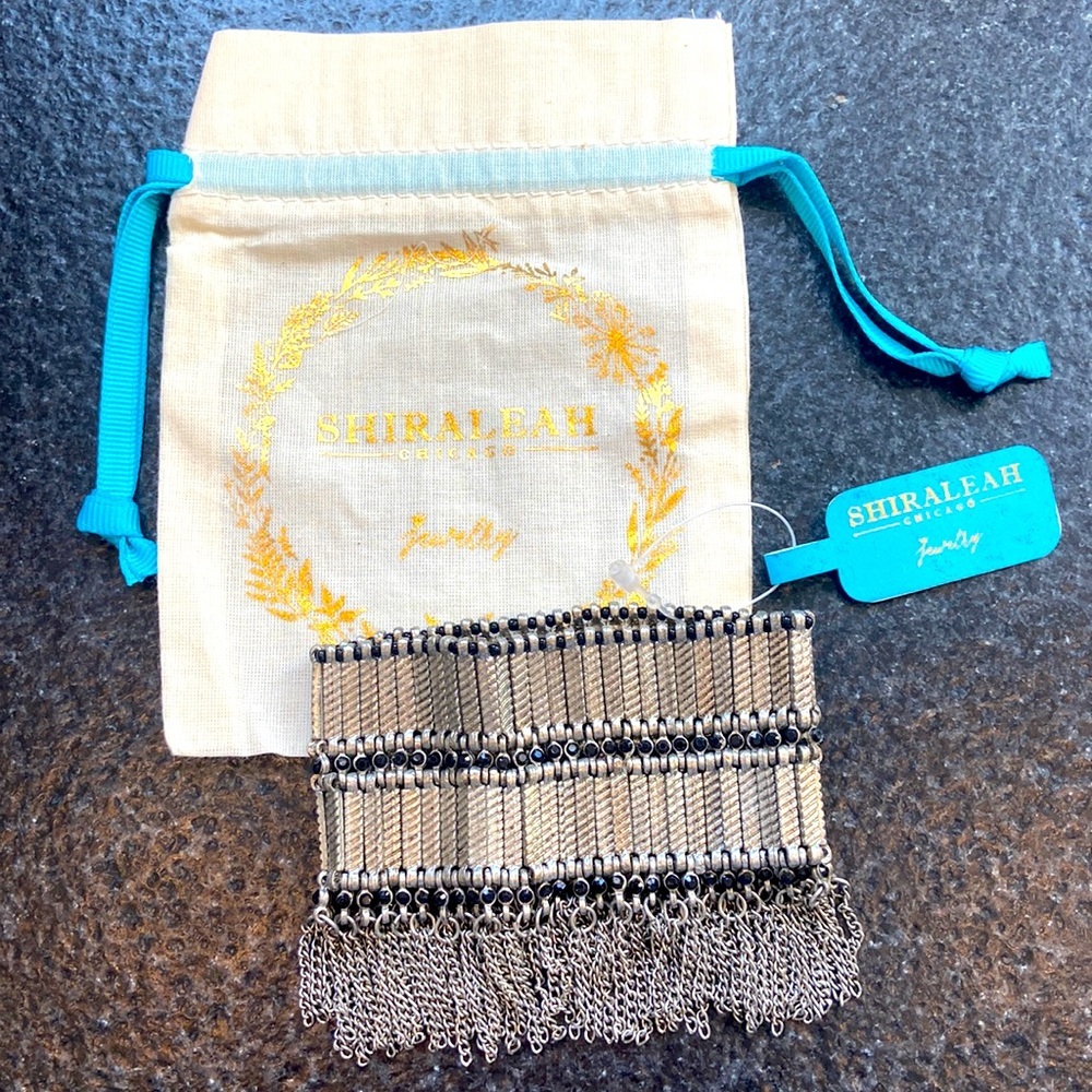 Shiraleah Reverie metal stretch beaded NWT bracelet black boho anthro